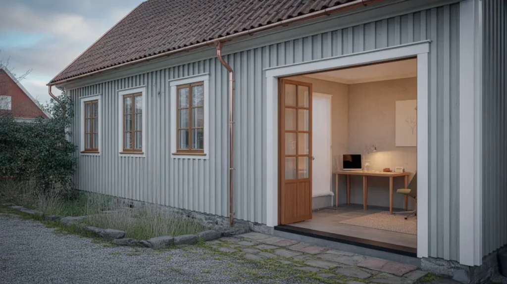 garageombyggnad till hemmakontor med isolering i k glinge oxie