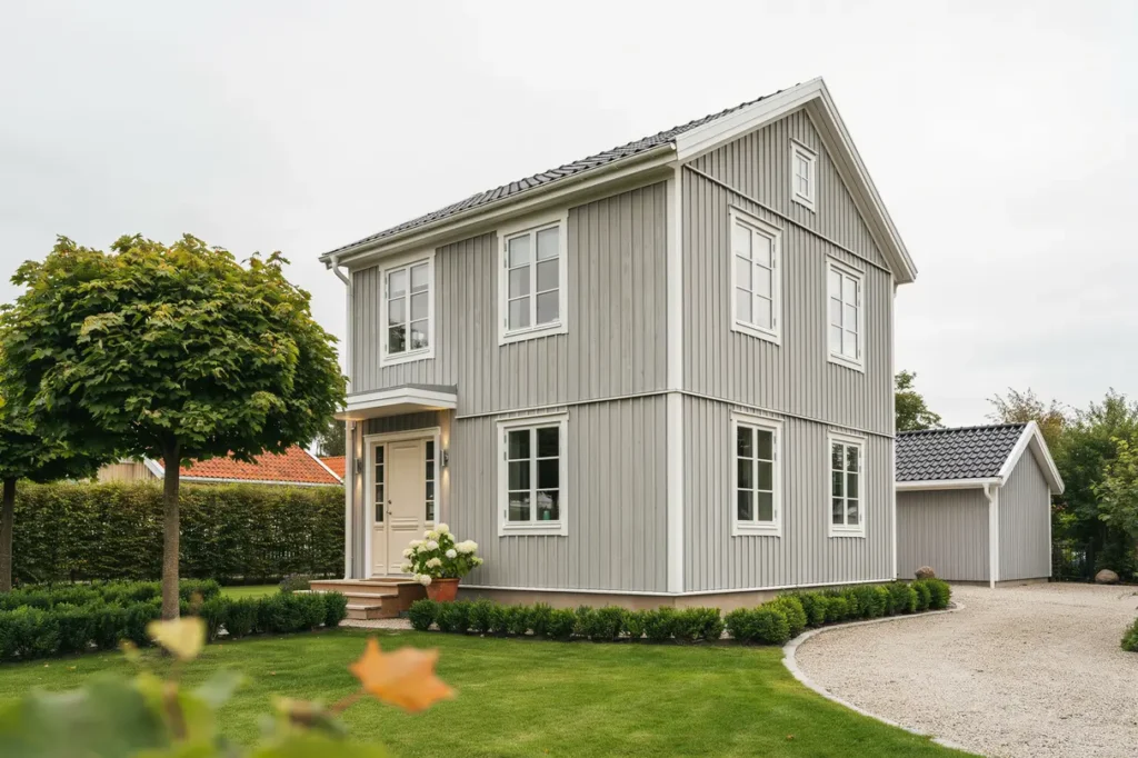 fasadm lning av tr fasad p villa i k glinge oxie